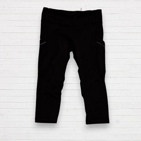 LULULEMON Run Mod Moves Crop Black Leggings Yoga Pants 4 - Picture 1 of 7